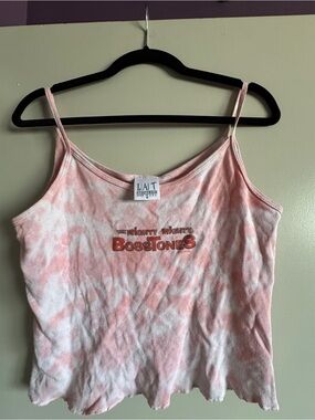 Vintage Pink Tie-Dye BossTones Graphic Tank Top